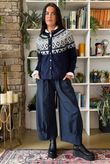 Fair Isle Cardigan Navy 